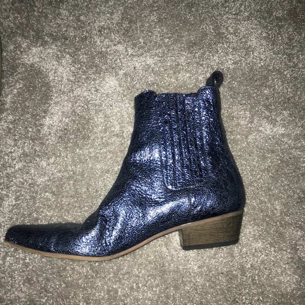Custom Designed Ivylee Blue Metallic Booties - image 3